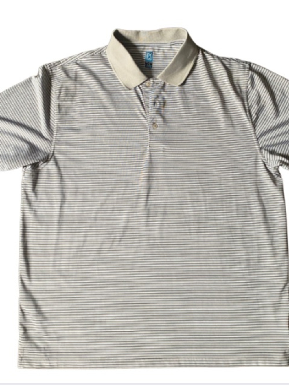 PGA Tour Men Short-Sleeve Striped Polo Size XXL - Beige White Black